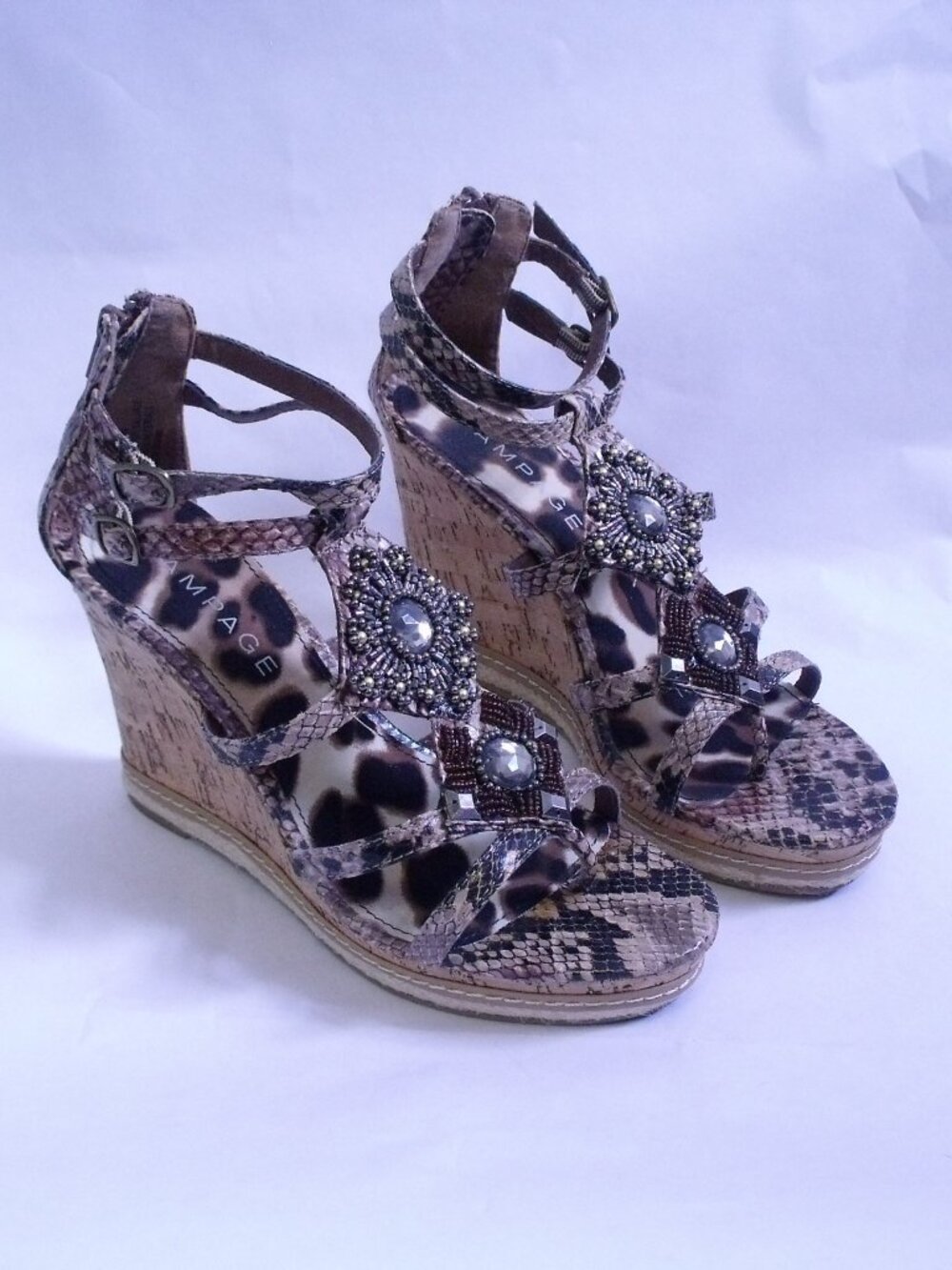Rampage Bastian Snake Cork Wedges
